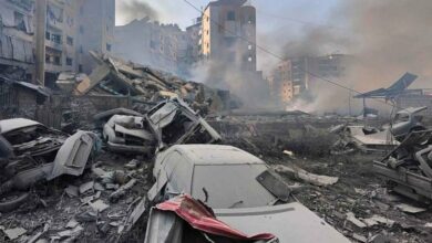 صورة لموقع الضاحية الجنوبية بعد قصف جوي