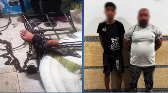 أب يربط نجله بسلسلة حديدية داخل مسكنه بالجيزة لمنعه من تعاطي المخدرات